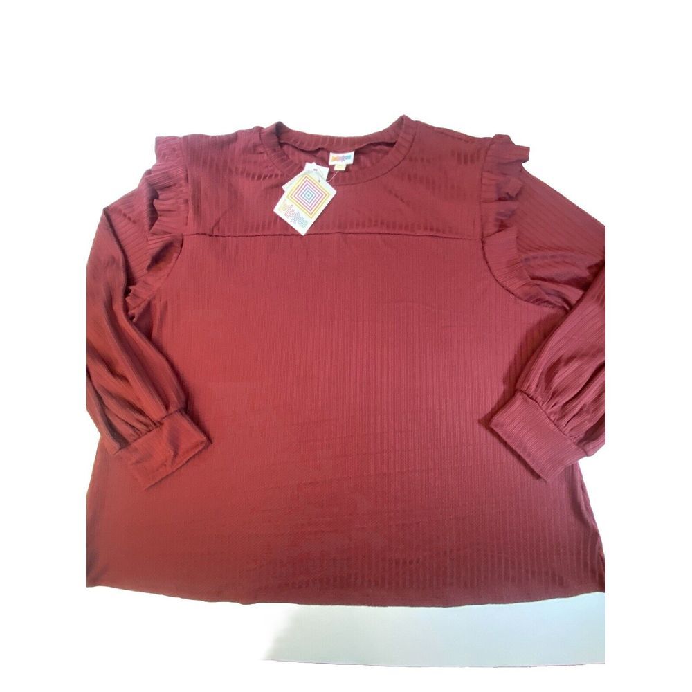 LULAROE LONG SLEEVE PULLOVER BLOUSE TOP.SIZE 3XL Ruffle Sleeves Tunic Women NEW